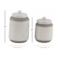 Decmode Modern 9 And 11 Inch Cylindrical Jars With Lid - Set of 2   